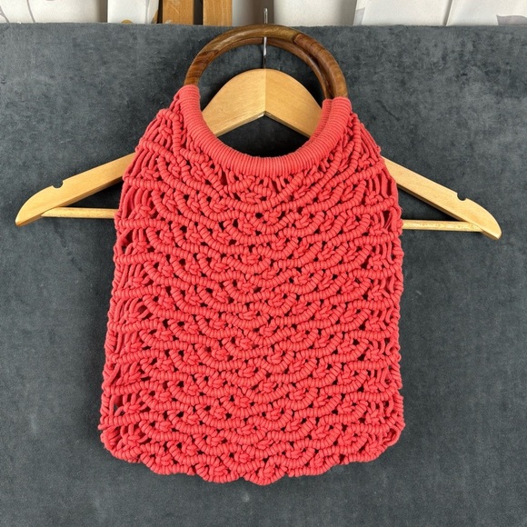 Sigrid Olsen Coral Knit Bag with Wooden Handles **see description - Picture 1 of 8